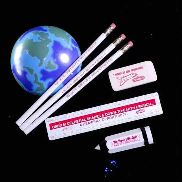 Nalley’s Orbits Space Shuttle Promo Desk Set 1980s Pencils Ruler Eraser NOS RARE - Picture 1 of 10